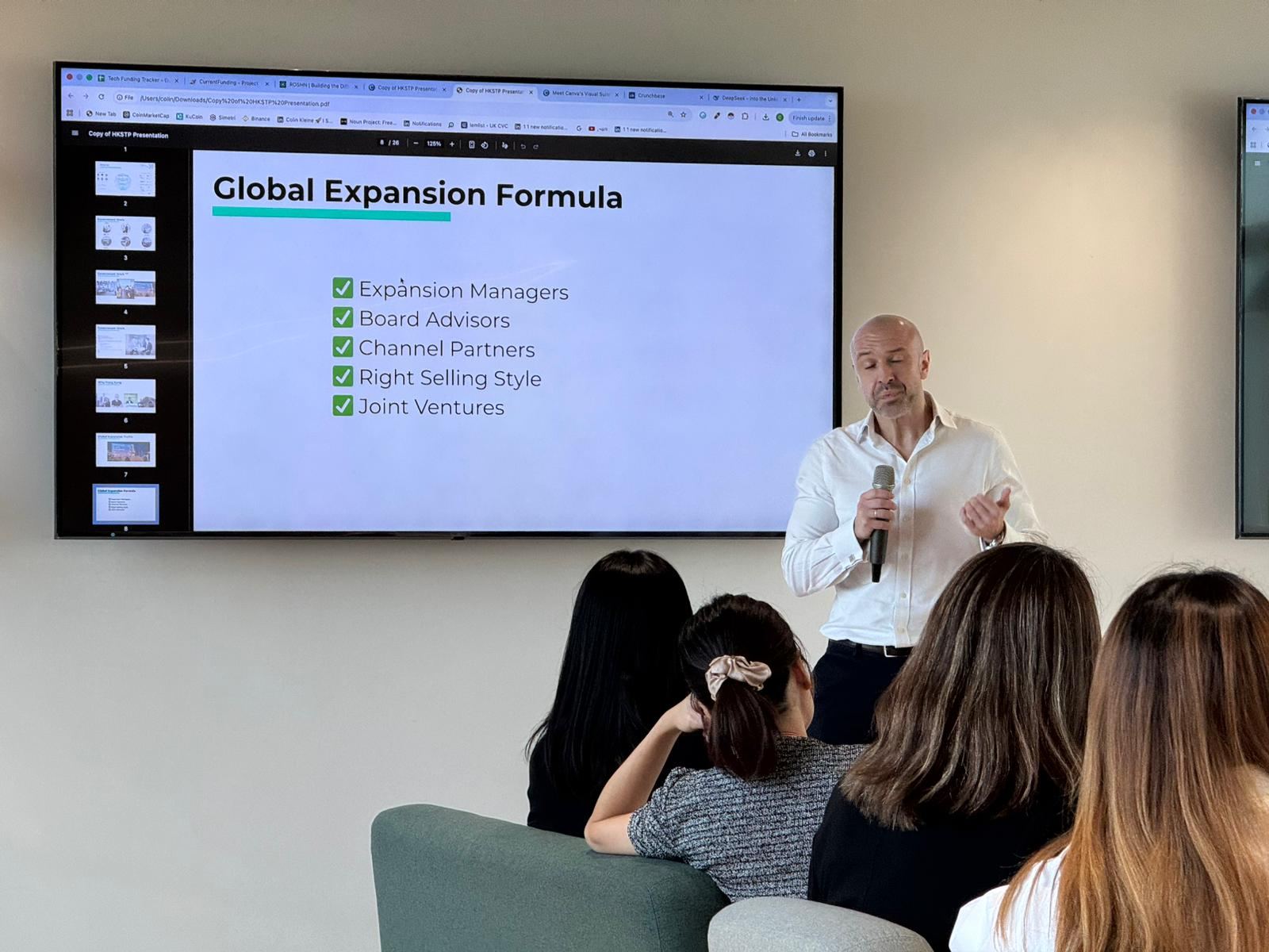 Colin Kleine presenting the Global Expansion Formula at HKSTP